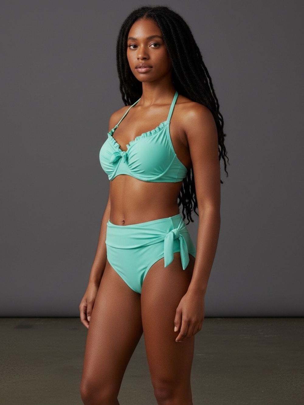 Women’s Pour Moi Mint Green High-Waist Bikini Set - Picture 4 of 9